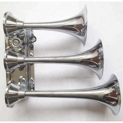 CHROME METAL, 3 Trumpet LOUD TRAIN AIR HORN