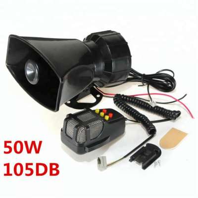 Hot 50W 12V 5Sounds Car Van Truck Speaker Loud Siren Horn 105db With MIC