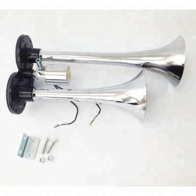 Chrome Zinc Dual Trumpet Air Horn for Any 12V Vehicles Trucks Lorrys Trains Boats Cars Vans